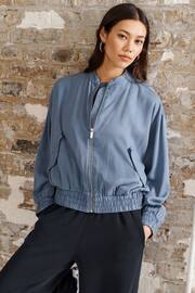 Blue Tencel Bomber Jacket - Image 1 of 6