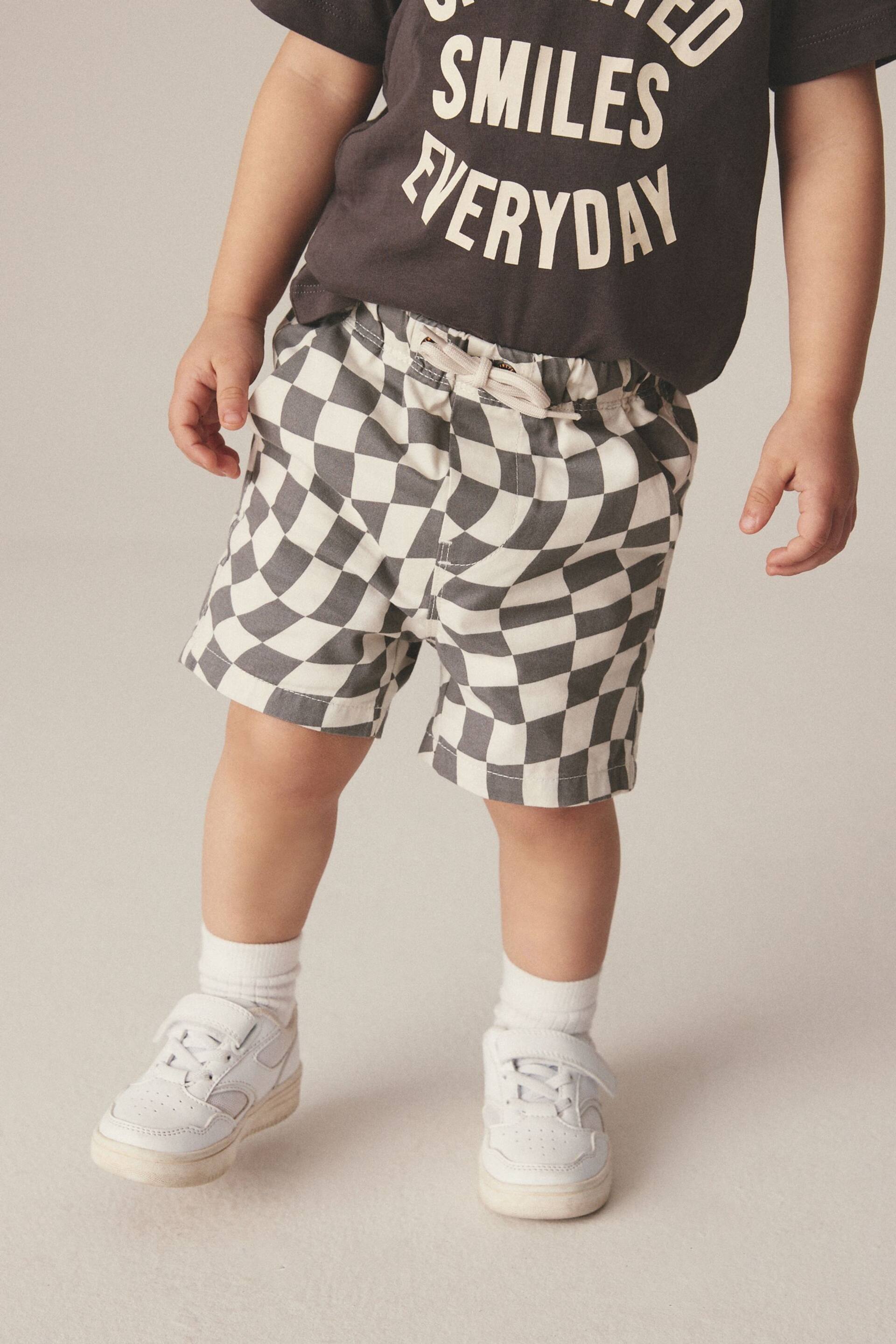 Monochrome Checkerboard Pull-On Shorts (3mths-7yrs) - Image 1 of 7