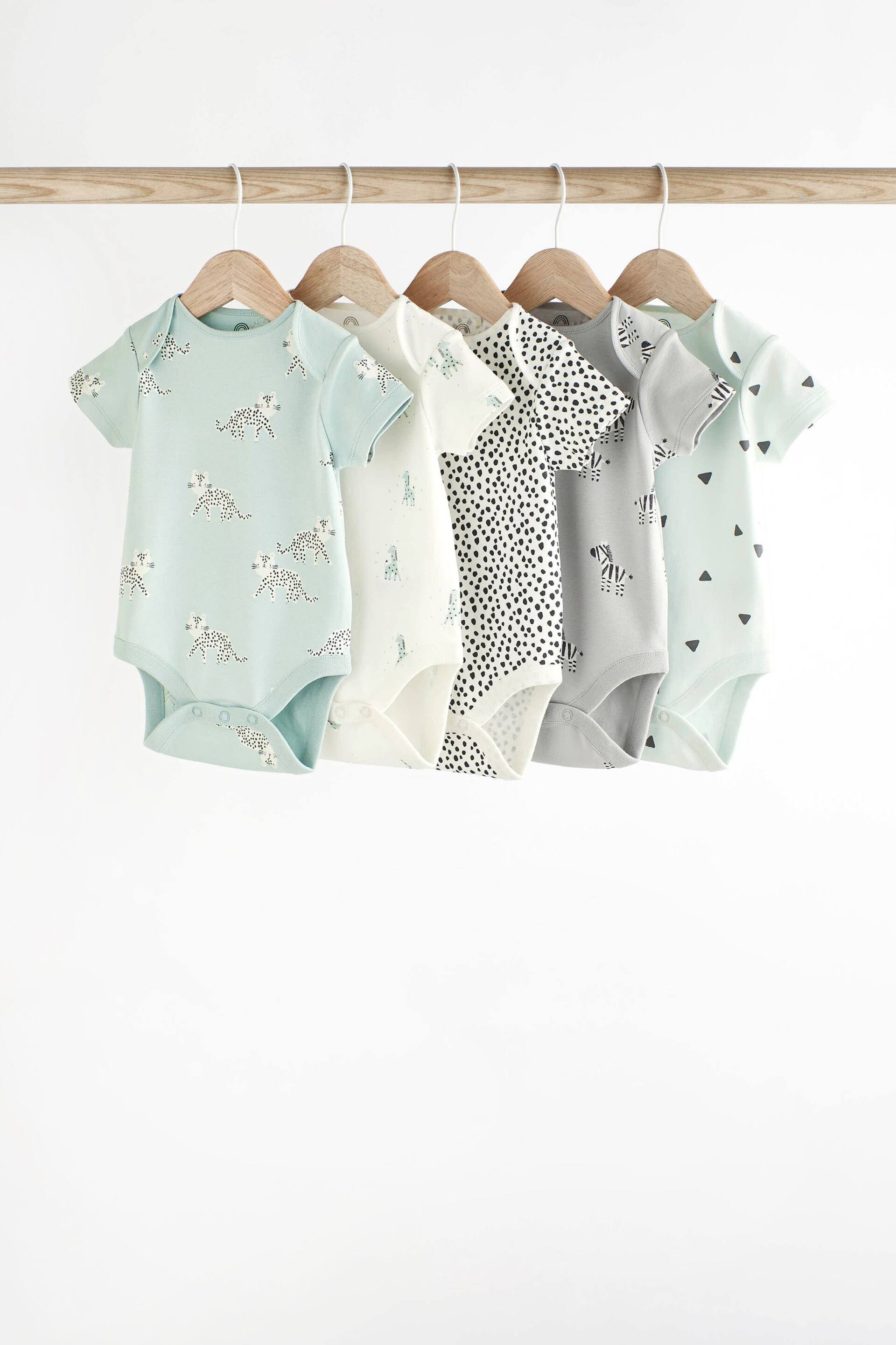 Monochrome Baby 5 Pack Short Sleeve Bodysuits - Image 1 of 6