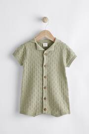 Sage Green Baby Knitted Romper (0mths-2yrs) - Image 1 of 10