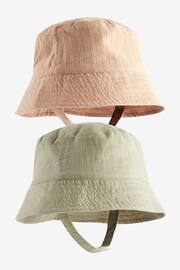 Sage Green / Apricot Orange Baby Bucket Hats 2 Pack (0mths-2yrs) - Image 1 of 6