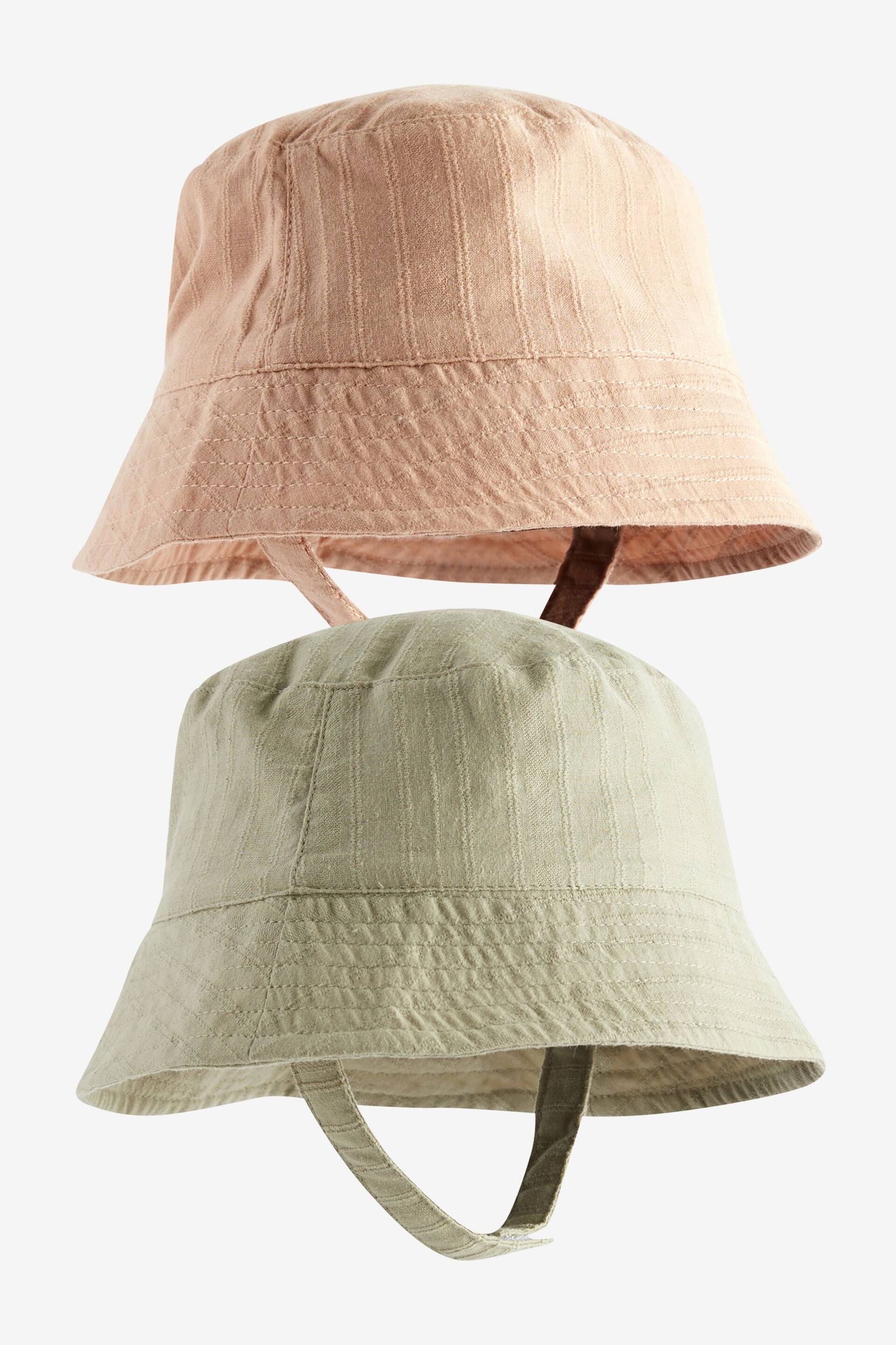 Sage Green / Apricot Orange Baby Bucket Hats 2 Pack (0mths-2yrs) - Image 1 of 6
