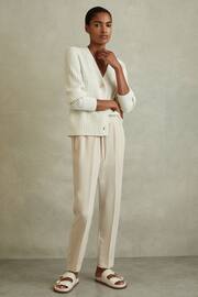 Reiss Cream Hailey Petite Tapered Pull On Trousers - Image 1 of 6