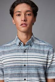 Blue Textured Stripe Short Sleeve Shirt - Image 1 of 7