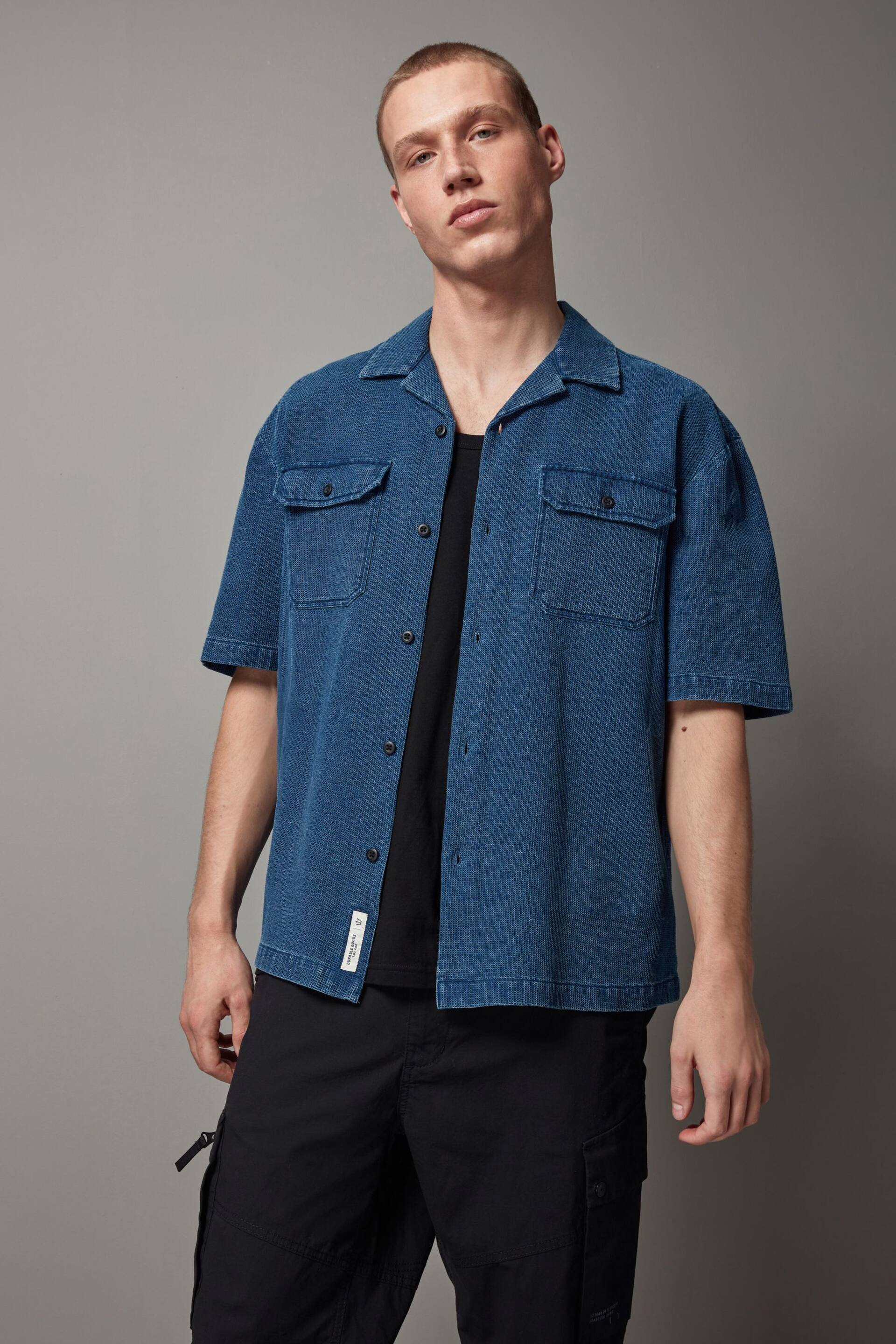 Blue Denim Twin Pocket Short Sleeve Shirt - Image 1 of 8