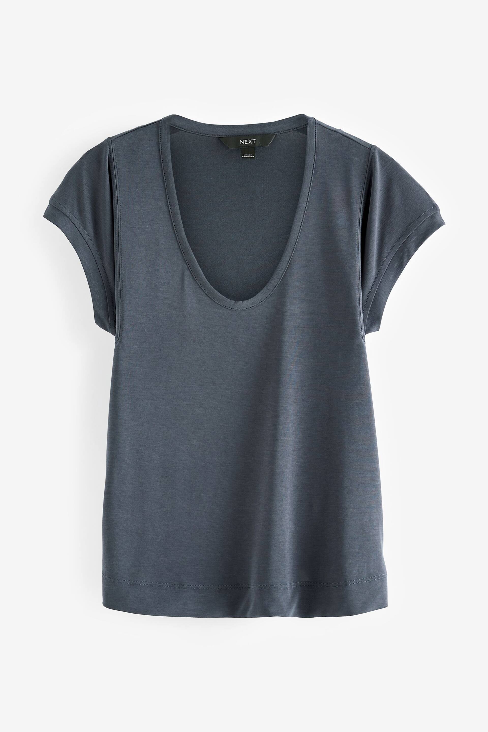 Charcoal Grey Premium Modal Rich Short Sleeve Scoop Neck T-Shirt - Image 1 of 2