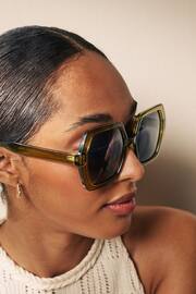 Khaki Green Soft Hexagon Sunglasses - Image 1 of 6