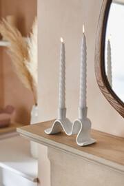 White Wiggle Cast Metal Taper Candle Holder - Image 1 of 6