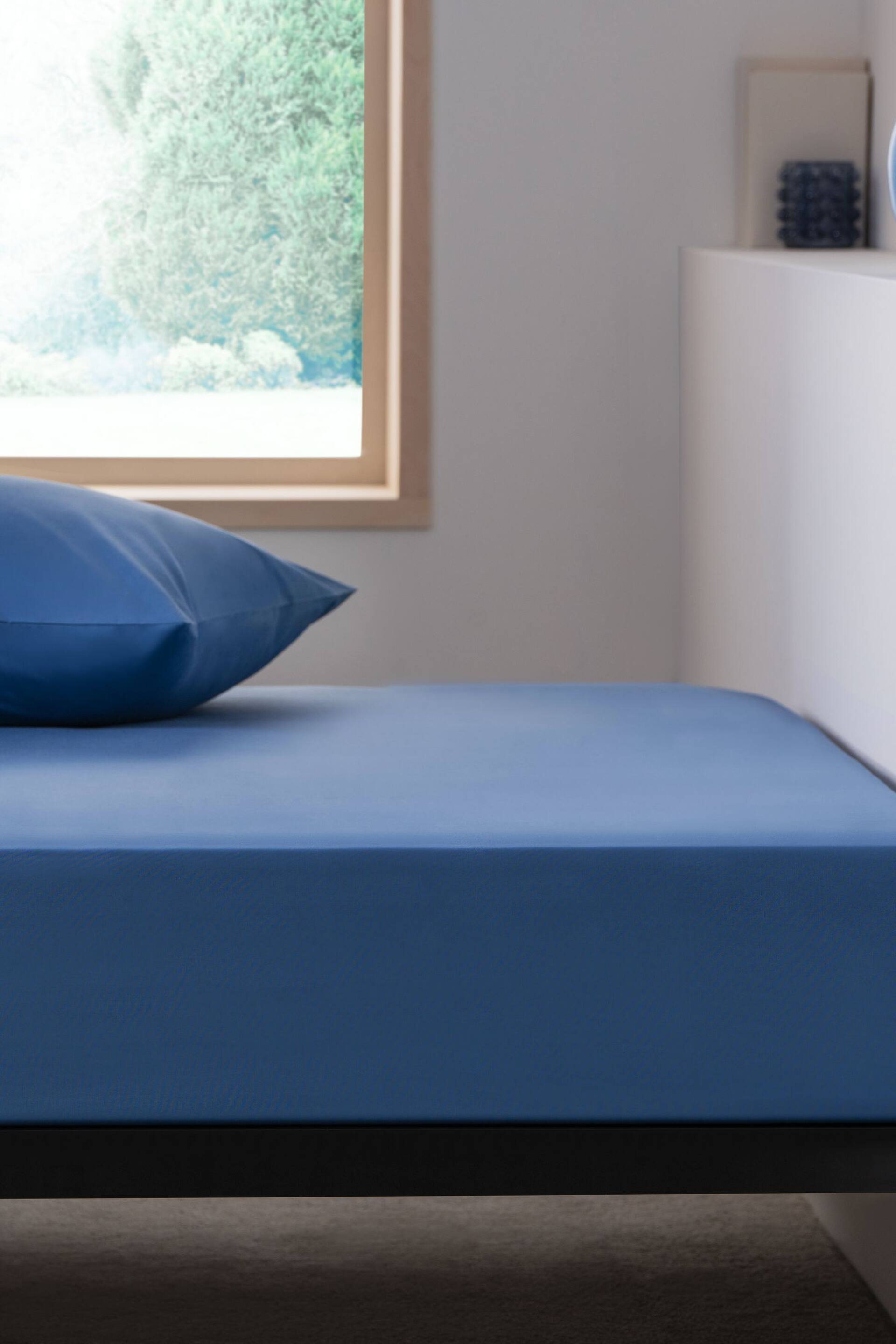Blue Easy Care Polycotton Fitted Sheet - Image 1 of 5