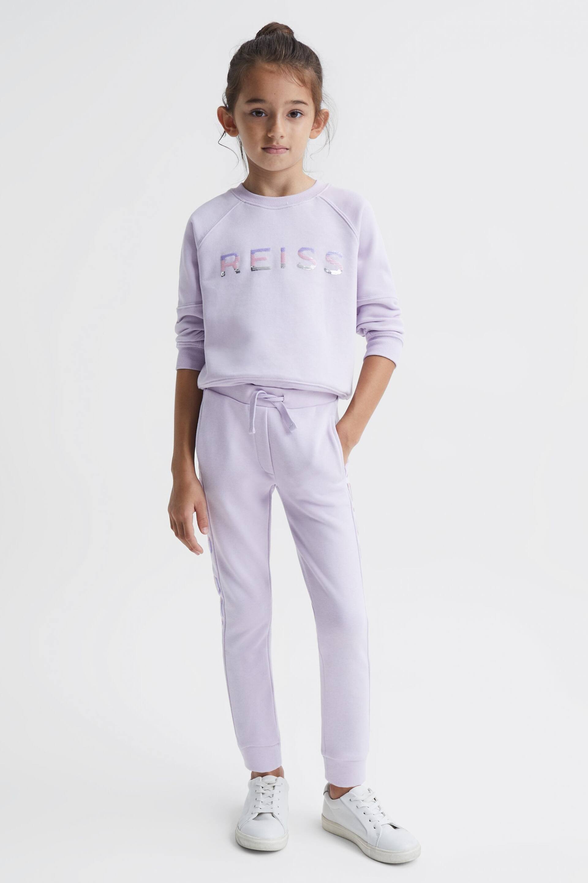 Reiss Lilac Maria Senior Sequin Joggers - Image 1 of 7