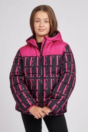 Elle Cut & Sew Pink Print Puffer Coat - Image 1 of 10