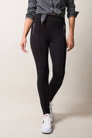 Black Ponte Zip Detail Leggings - Image 1 of 6