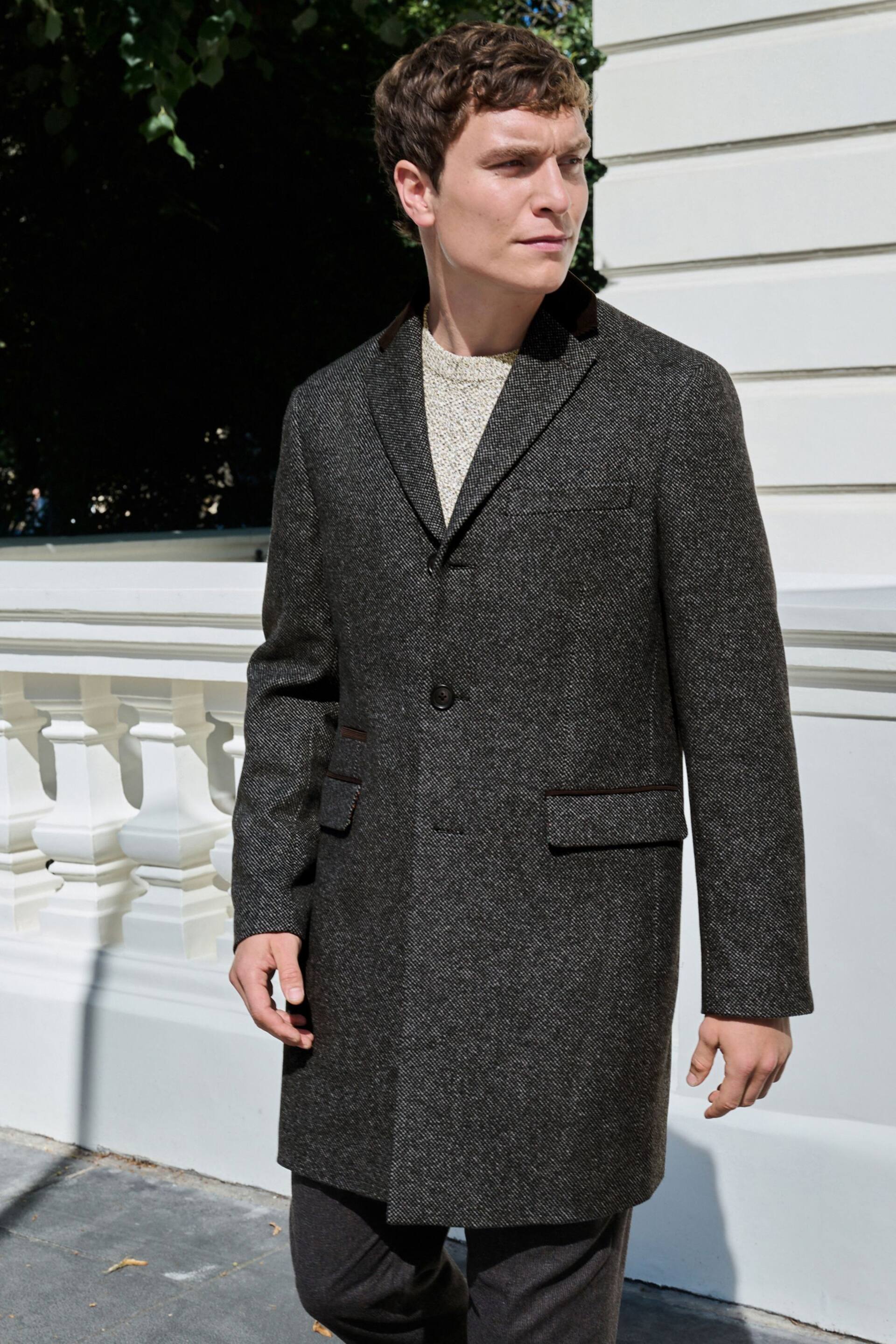 Grey Wool Blend Textured Epsom Overcoat - Image 1 of 11