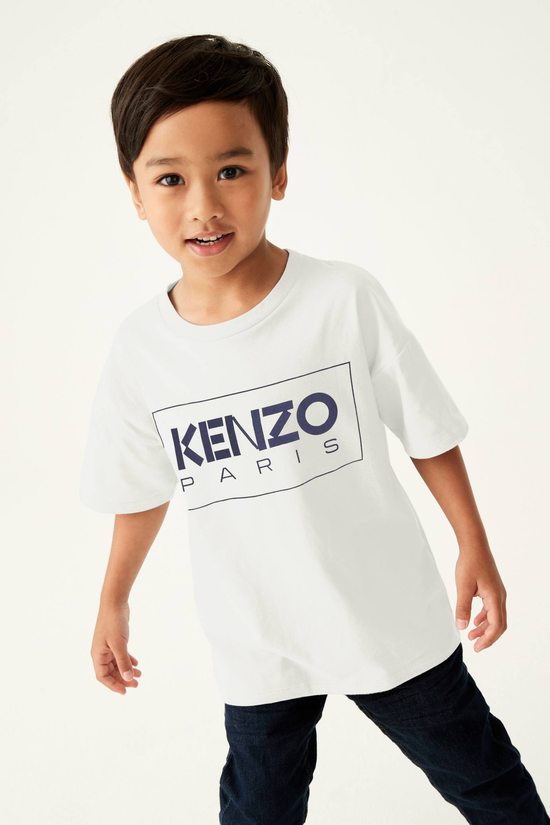 Kenzo Kids Cream Logo Unisex T-Shirt - Image 1 of 3