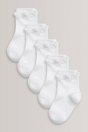 White 5 Pack Cotton Rich Ruffle Ankle Socks - Image 1 of 2