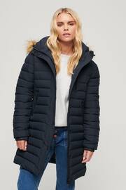 Superdry Blue Fuji Hooded Mid Length Puffer Jacket - Image 1 of 7