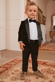 Black Velvet 2pc Blazer, Shirt, Trousers & Bow Tie Set (3mths-9yrs) - Image 1 of 8