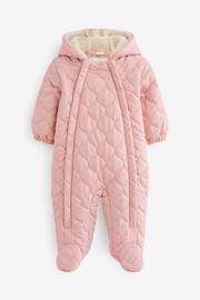 Pink Quilted Baby All In One Pramsuit (0mths-2yrs) - Image 1 of 6