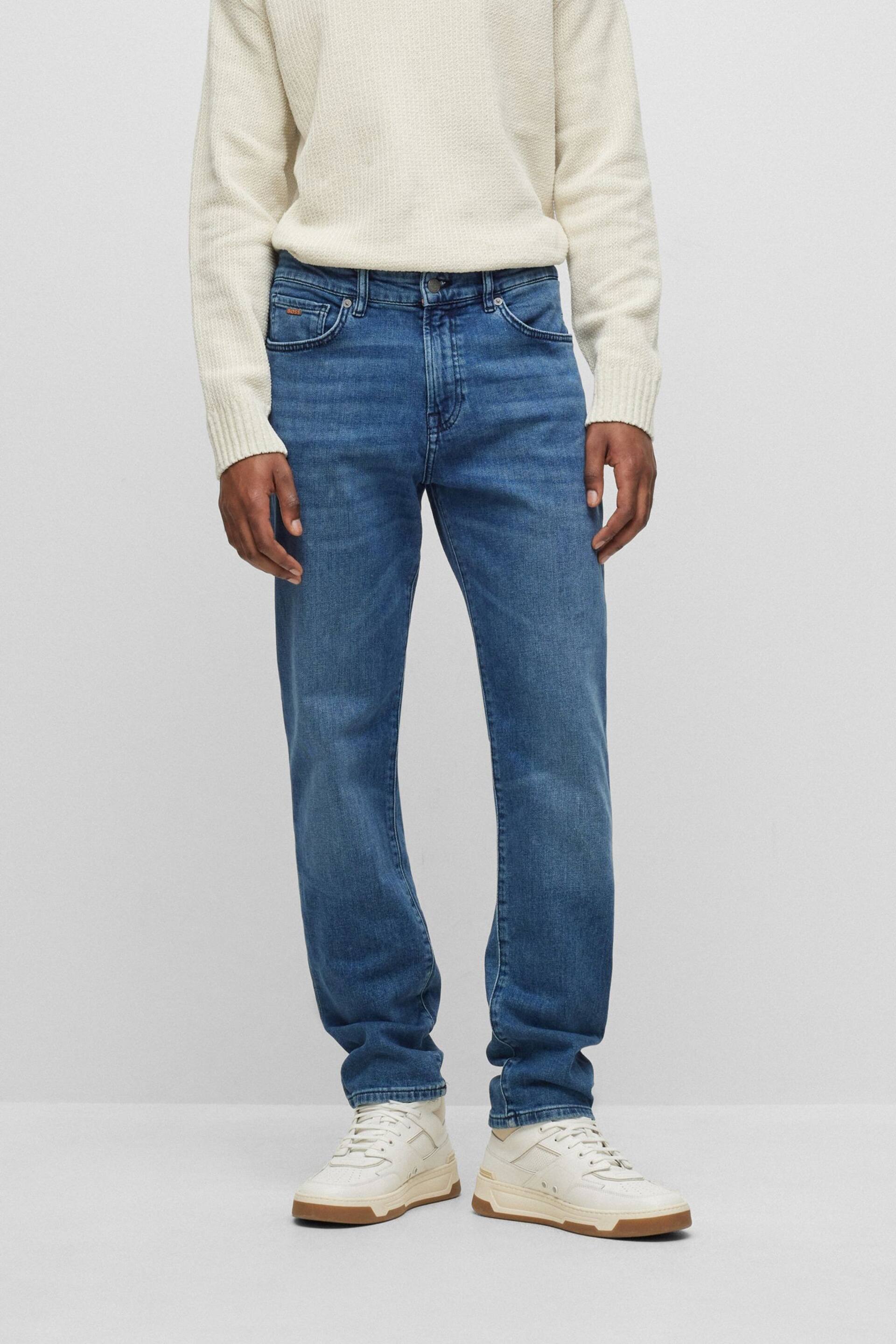 BOSS Light Blue Maine Straight Fit Stretch Denim Jeans - Image 1 of 4