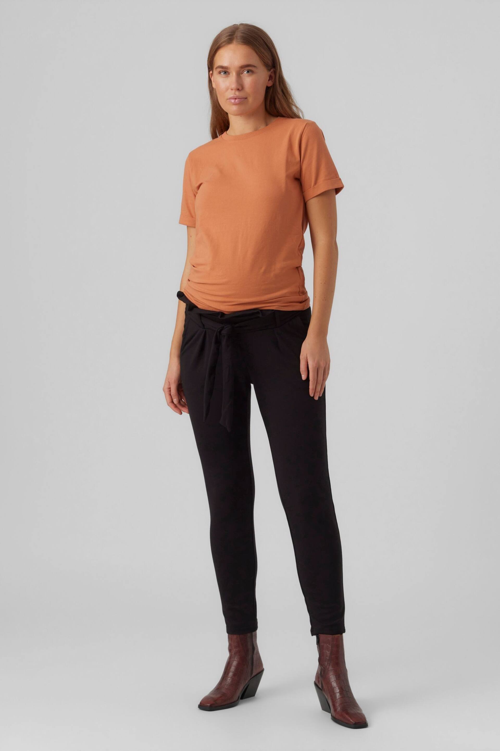 VERO MODA Black Maternity Over The Bump Paperbag Waist Stretch Trousers - Image 1 of 5