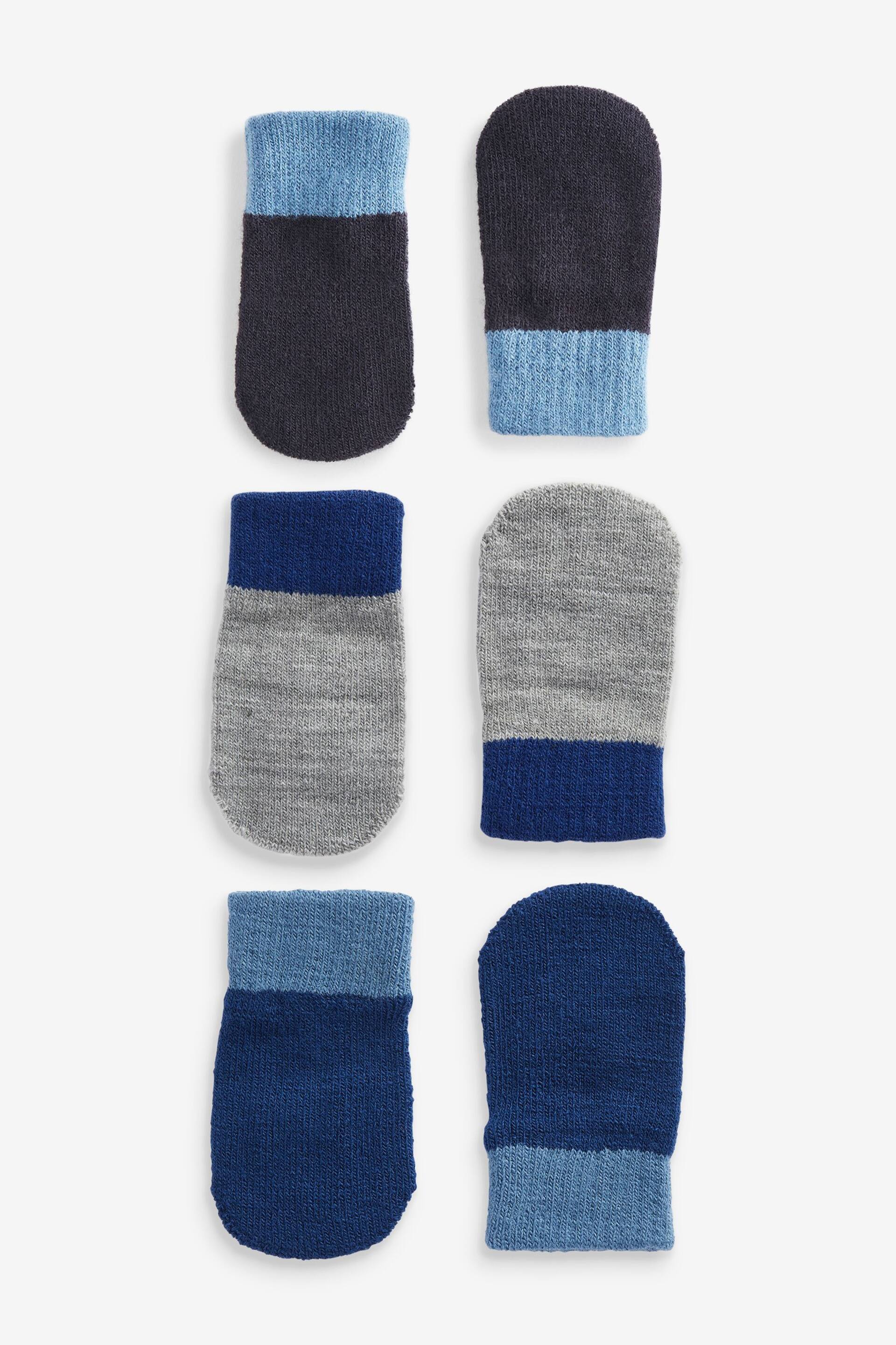 Navy/Blue/Grey Mittens 3 Pack (3mths-6yrs) - Image 1 of 4