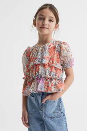 Reiss Pink Print Hester Junior Floral Print Blouse - Image 1 of 6