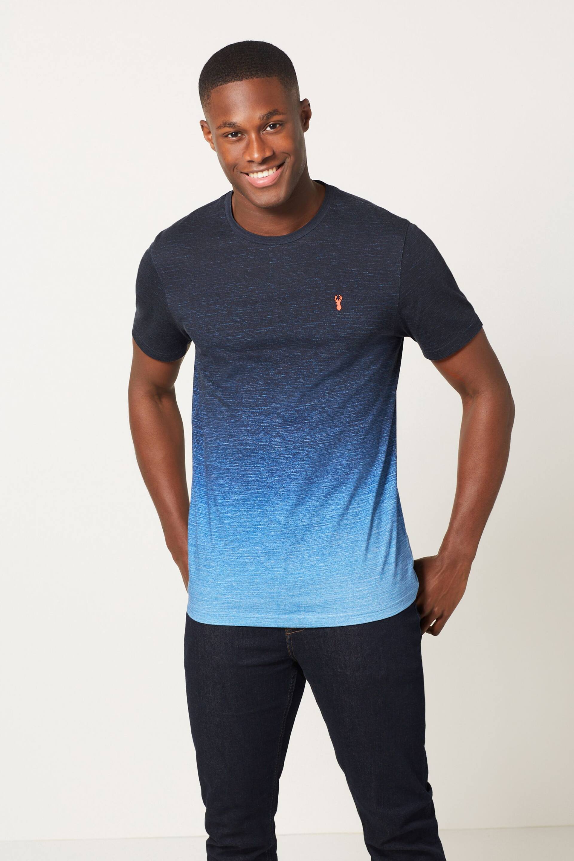 Navy Blue Stag Dip Dye T-Shirt - Image 1 of 5