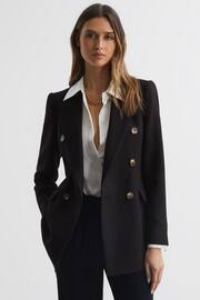 Reiss Black Laura Double Breasted Twill Blazer - Image 1 of 11