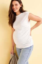 White Maternity Ruched Side T-Shirt - Image 1 of 6