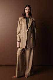 Camel Brown Premium Wool Blend Wide Trousers - Image 1 of 11