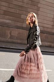 Pink Mesh Tulle Midi Skirt - Image 1 of 6