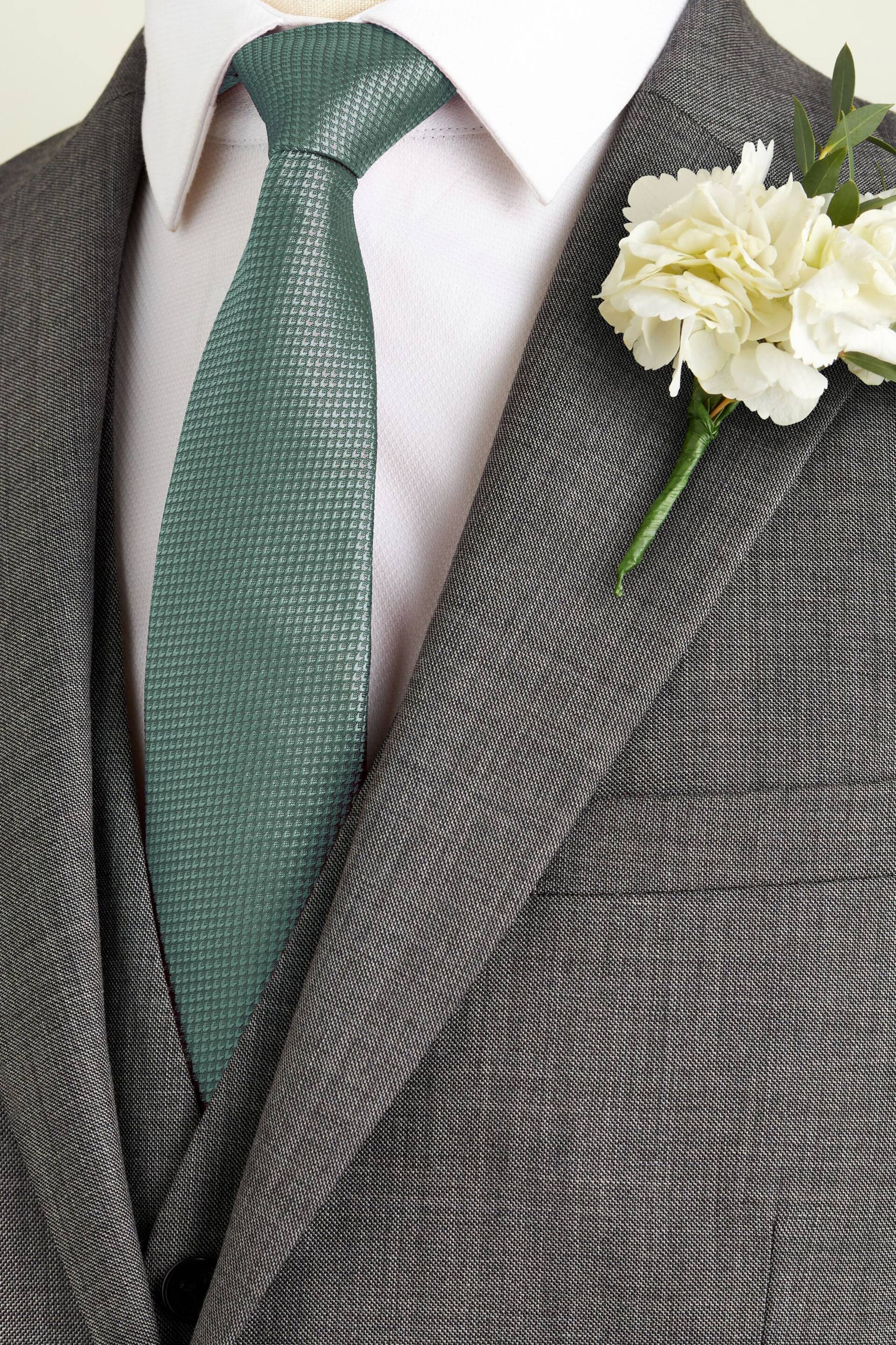Sage Green Slim Textured Silk Tie - Image 1 of 4