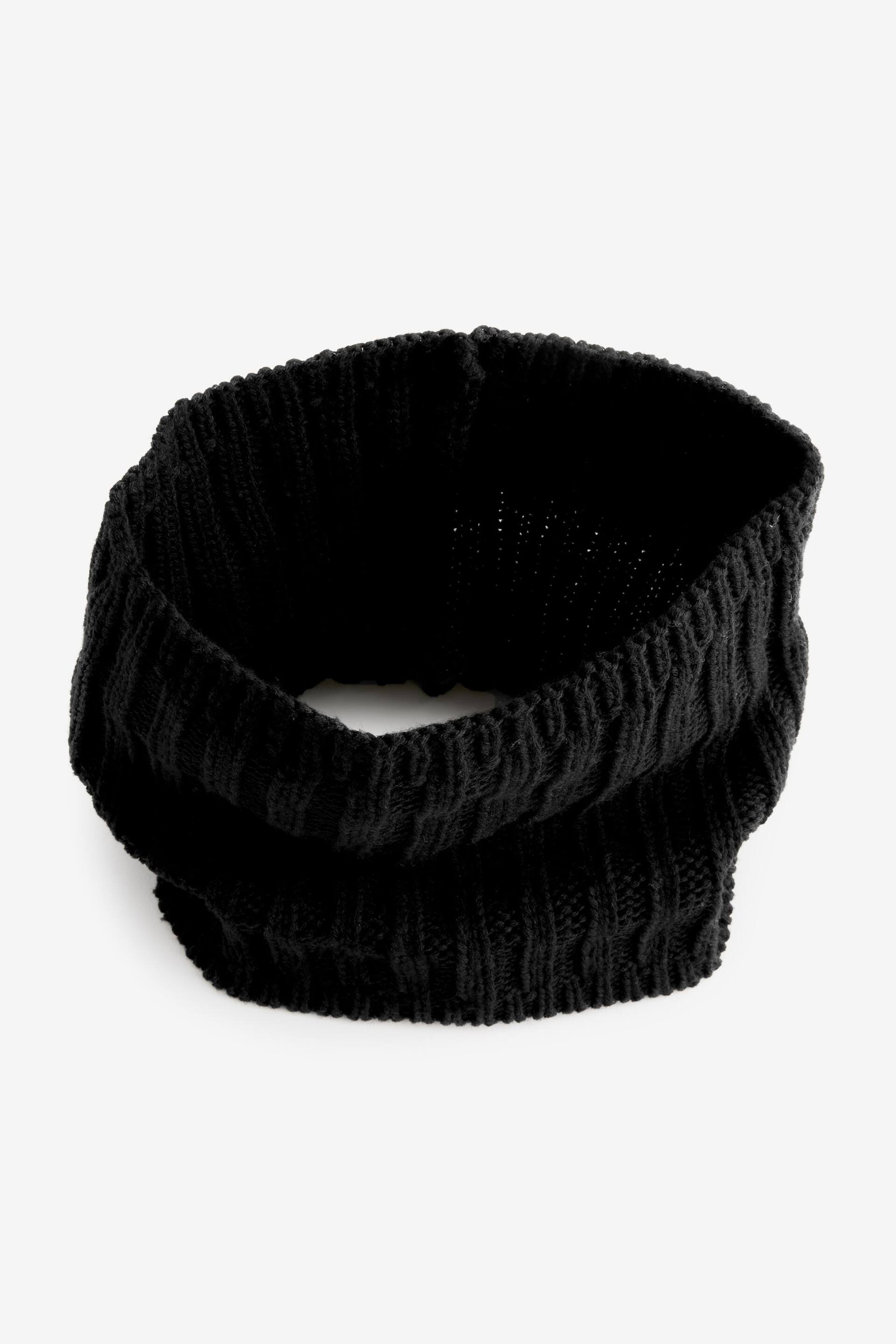 Black Ribbed Knitted Snood (1-16yrs) - Image 1 of 2