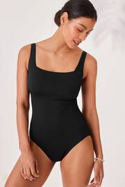 Black Textured Tummy Control DD+ Square Neck Swimsuit - Image 2 of 6