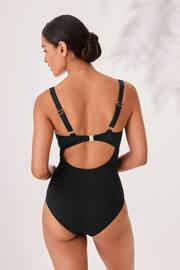 Black Textured Tummy Control DD+ Square Neck Swimsuit - Image 3 of 6
