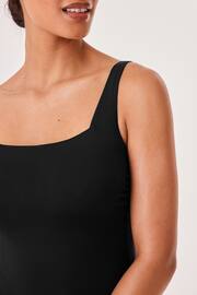 Black Textured Tummy Control DD+ Square Neck Swimsuit - Image 4 of 6