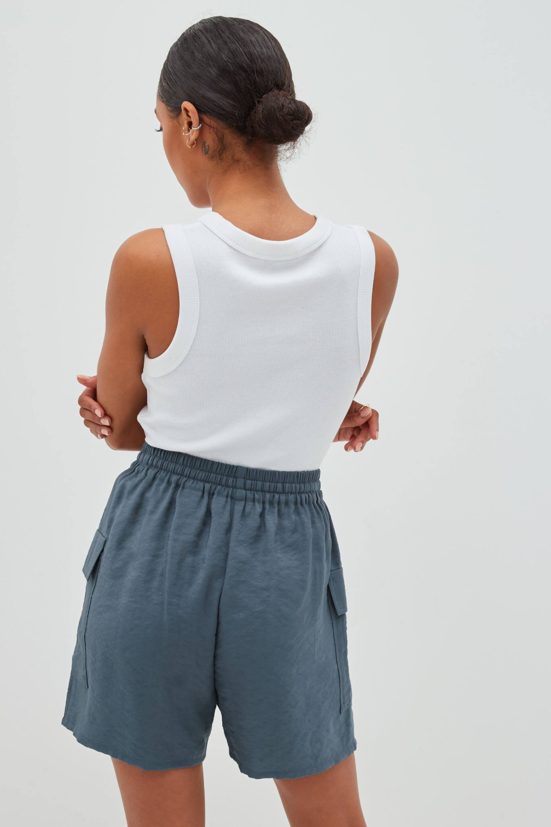 Grey Shine Utility Shorts with Pockets - Image 2 of 5