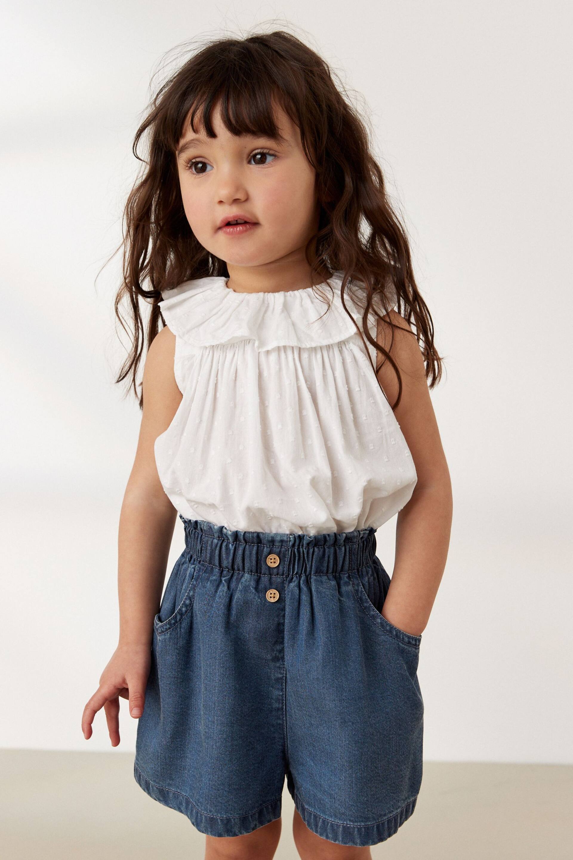 Denim Dark Wash Button Shorts (3mths-7yrs) - Image 1 of 5