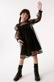 Black Shirred Mesh Dress (3-16yrs) - Image 2 of 10