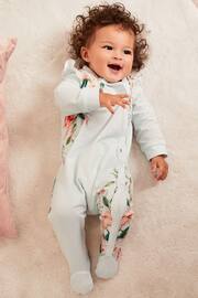 Lipsy Blue Floral Baby Sleepsuit - Image 1 of 4