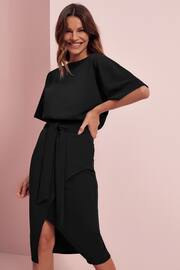 Lipsy Black Kimono Belted Midi Dress - Image 1 of 4