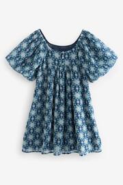 Blue Printed Puff Sleeve Dress (3-16yrs) - Image 10 of 10