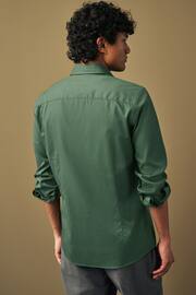 Dark Green Slim Fit Washed Textured Cotton Shirt - Image 3 of 6