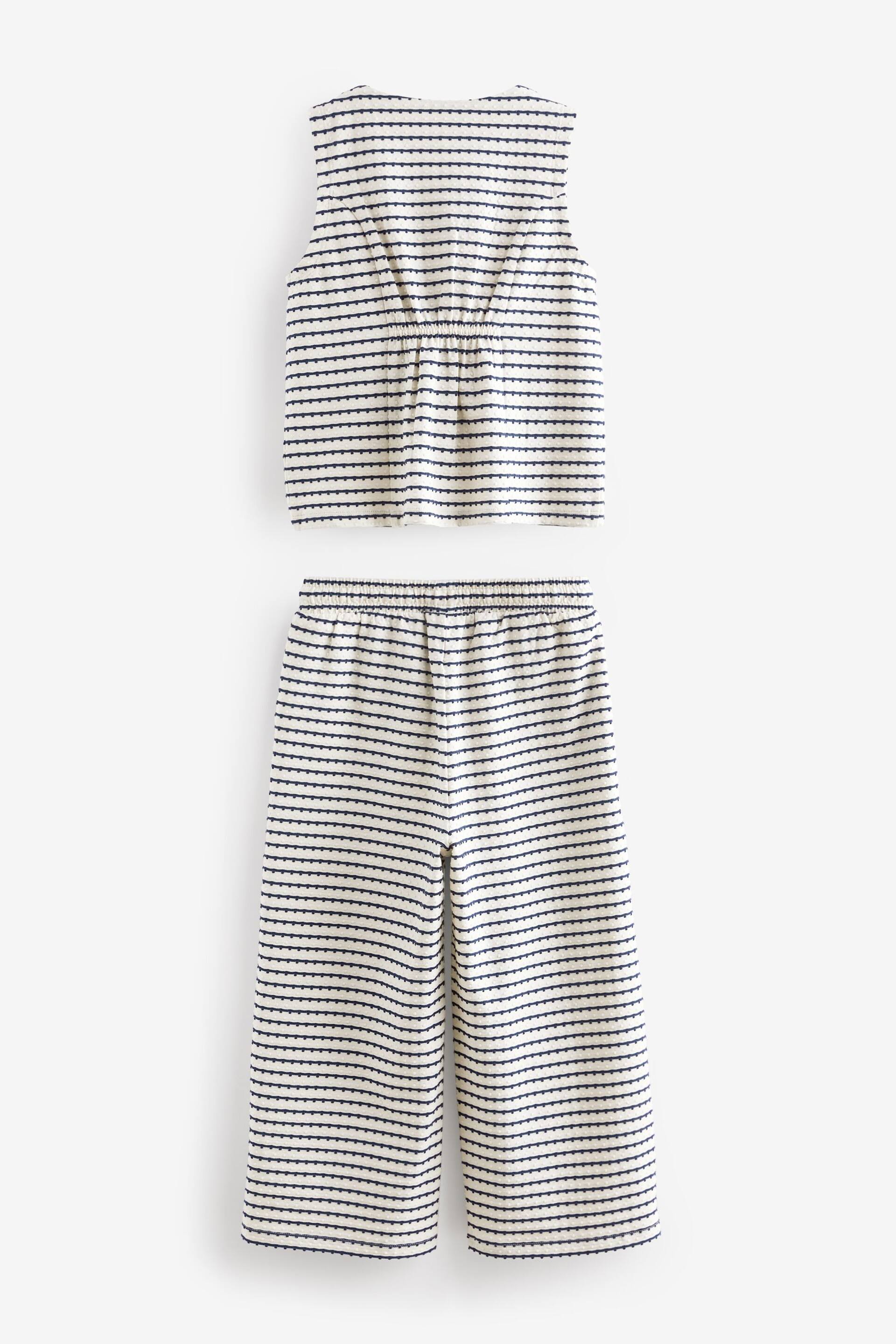 Cream Mono Stripe Textured Top And Trousers Set (3-16yrs) - Image 5 of 6
