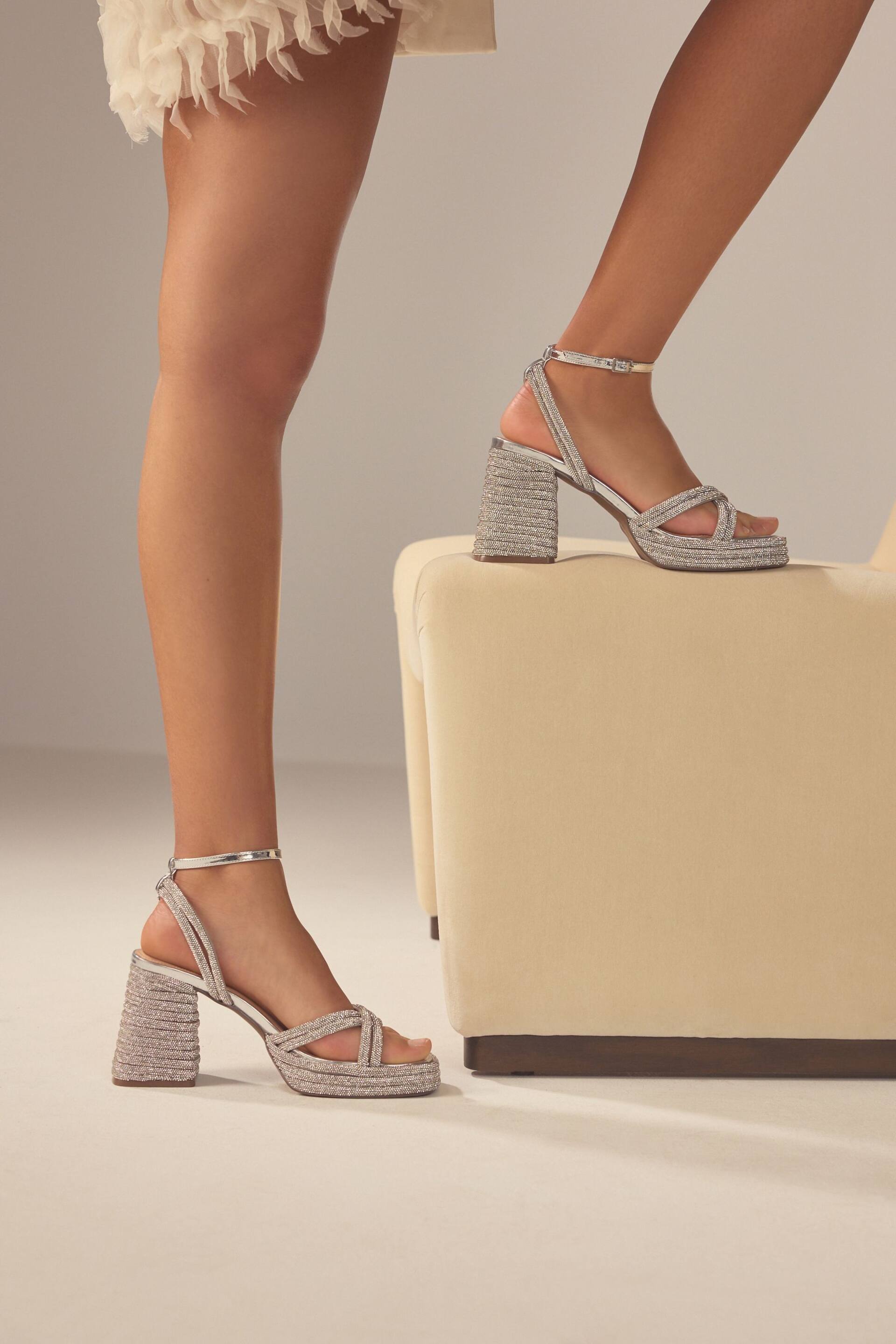 Silver Forever Comfort® Jewel Bling Platform Heels - Image 3 of 10