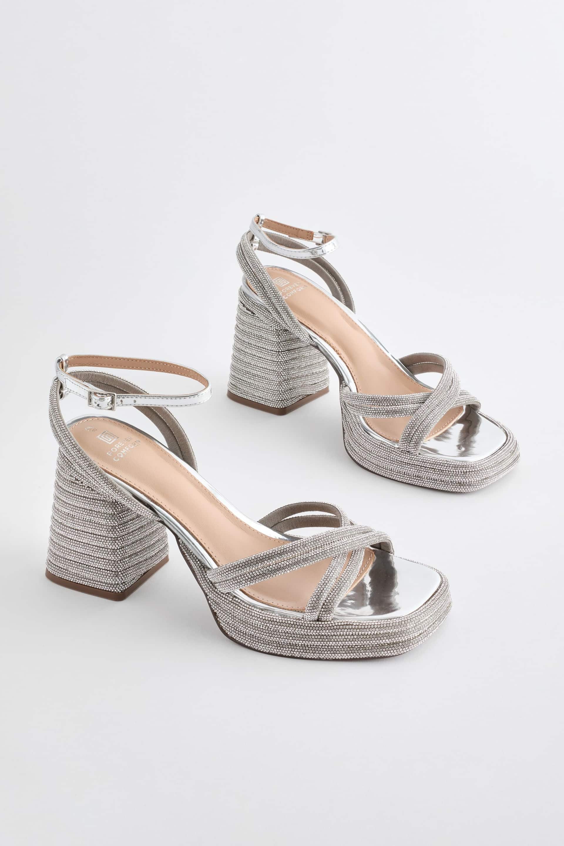 Silver Forever Comfort® Jewel Bling Platform Heels - Image 5 of 10