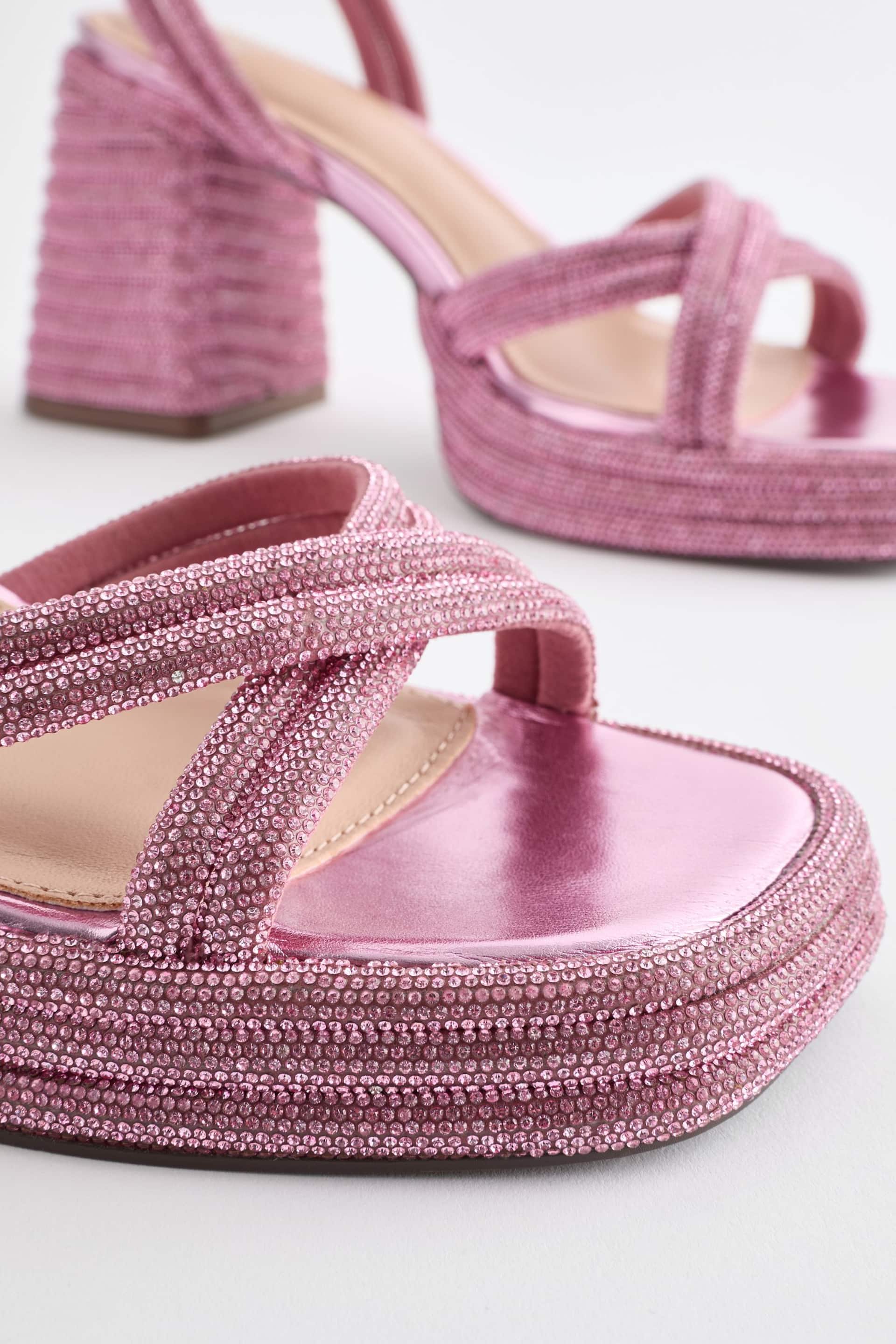 Pink Forever Comfort® Jewel Bling Platform Heels - Image 4 of 6