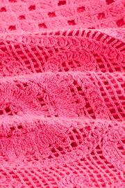 Fluro Pink Short Sleeve Crochet Crew Neck T-Shirt - Image 7 of 7