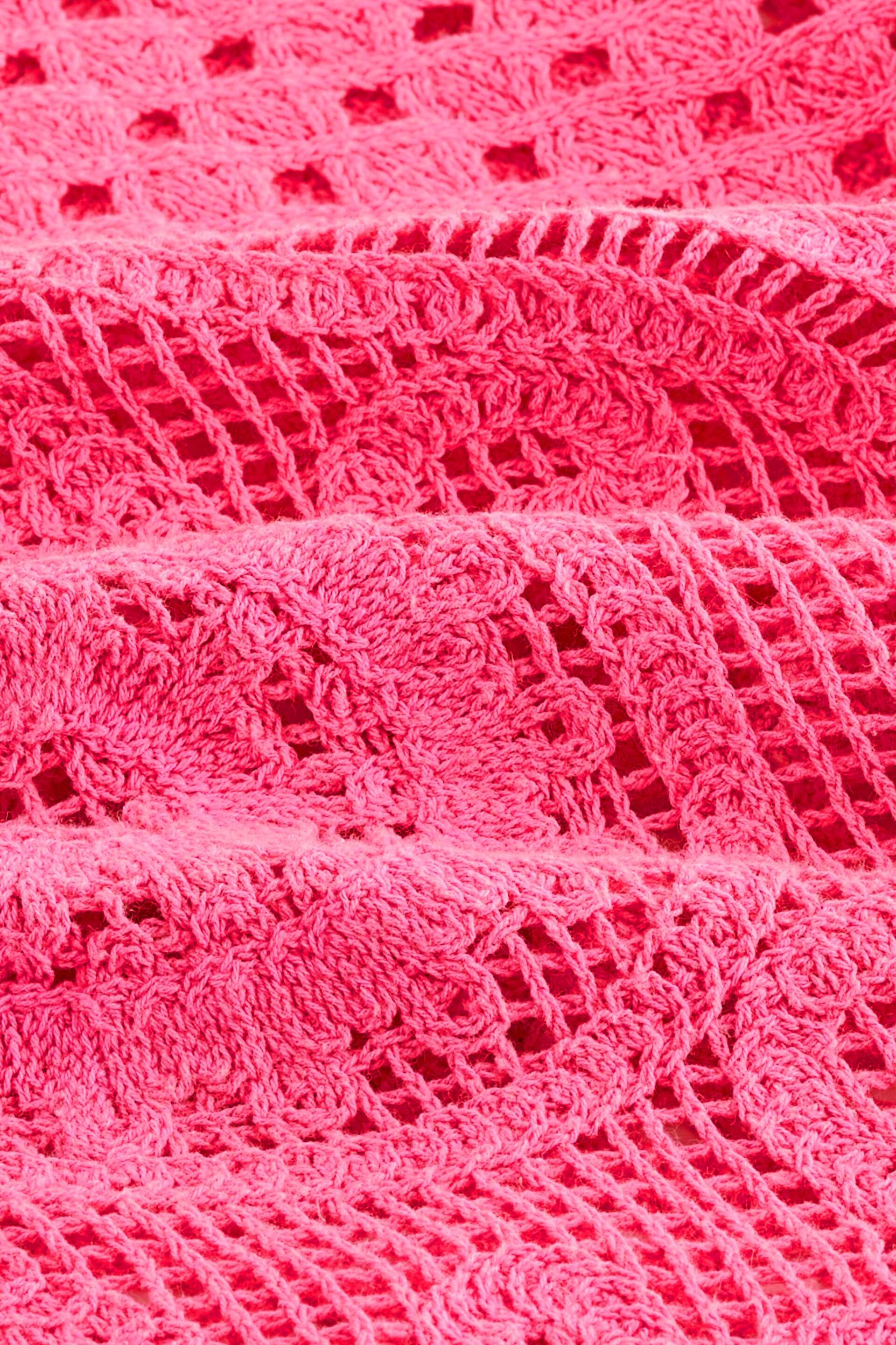 Fluro Pink Short Sleeve Crochet Crew Neck T-Shirt - Image 7 of 7