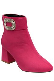 Lotus Pink Microfibre Block Heel Ankle Boots - Image 1 of 4